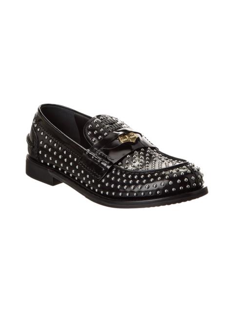 Miu Miu Miu Miu Logo Studded Leather Loafer