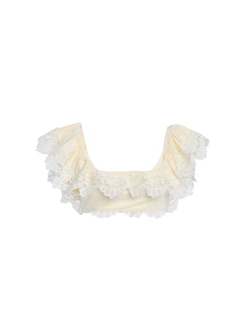 Sea Iyla Ruffled Lace-Trimmed Bikini Top white