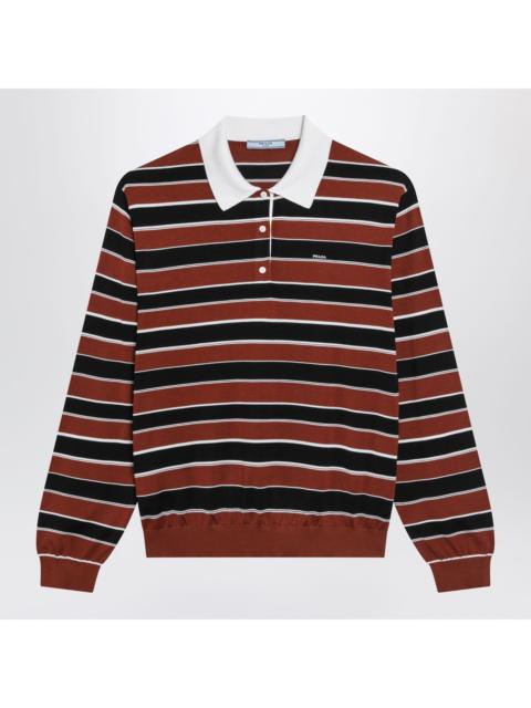 Prada Prada Rust/Black Striped Silk Polo Women