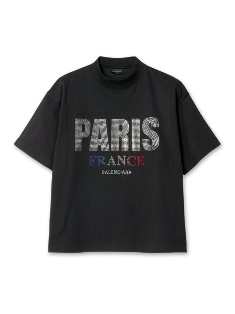 BALENCIAGA Paris Strass SS Cropped T-Shirt