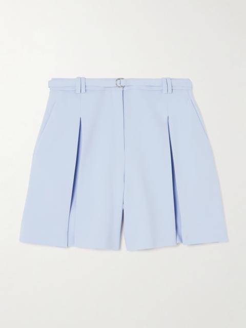Another Tomorrow Belted Pleated Crepe Shorts