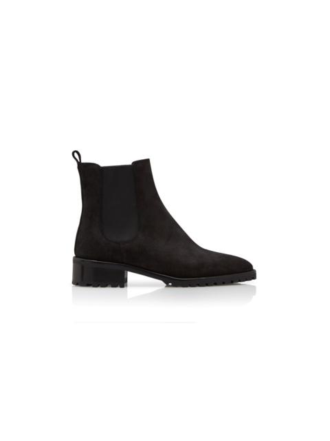 Manolo Blahnik Black Suede Chelsea Boots