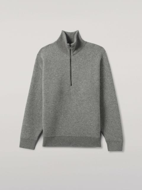 Johnstons of Elgin Double Face Grey Half Zip Jumper