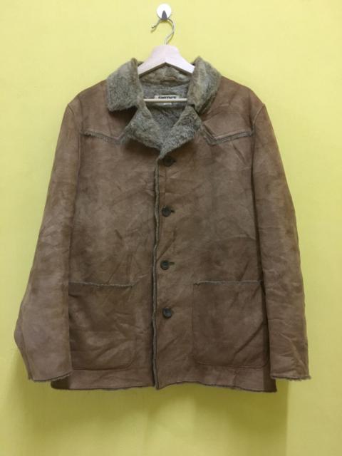 Other Designers Designer - SMITH Suede Leather Sherpa Linen Chore Jacket