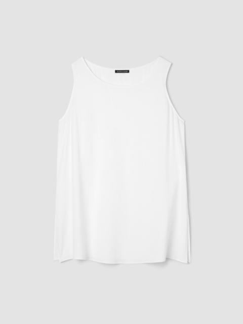 EILEEN FISHER Silk Georgette Crepe Ballet Neck Long Tank