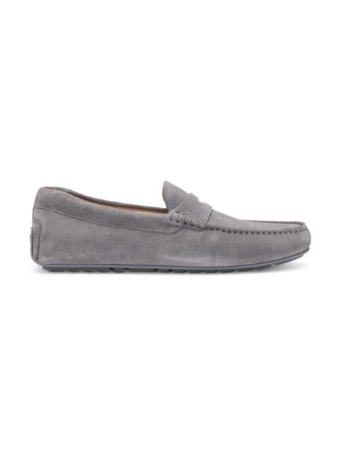BOSS PORTUGUESE-CRAFTED MOCCASIN LOAFERS IN SUEDE WITH PENNY TRIM