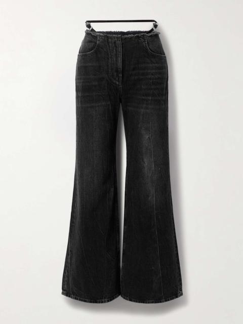 Distressed low-rise wide-leg jeans
