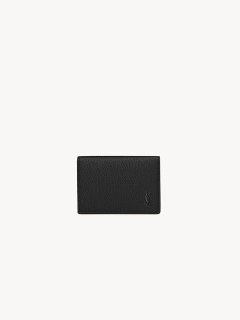SAINT LAURENT CASSANDRE SHADOW SAINT LAURENT BUSINESS CARD CASE IN GRAINED LEATHER