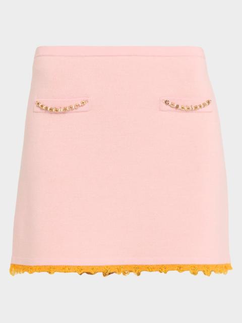 CASABLANCA Frayed Double-Faced Wool Mini Skirt