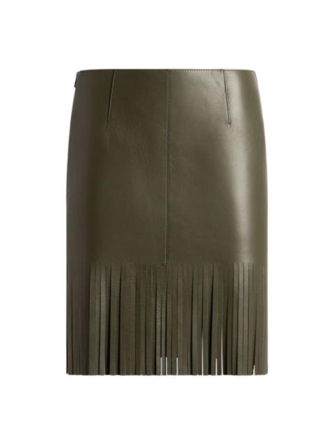 leather fringed mini skirt