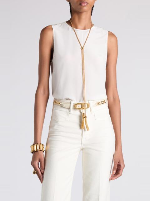 TOM FORD Silk Crêpe de Chine Sleeveless Top in Aw002 White at Nordstrom