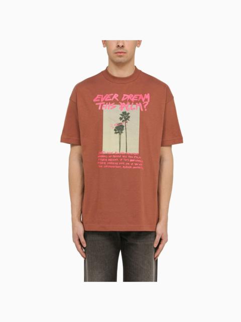 Palm Angels Palm Angels Hazelnut-Coloured Cotton T-Shirt With Print Men