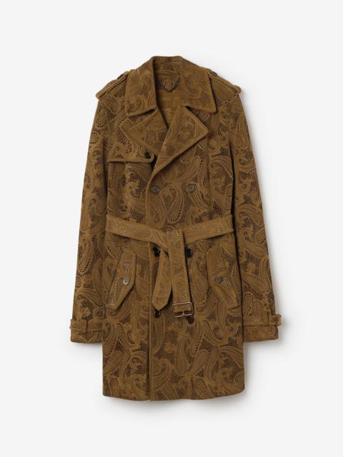 Burberry Mid-length Paisley Suede Lawshall Trench Coat