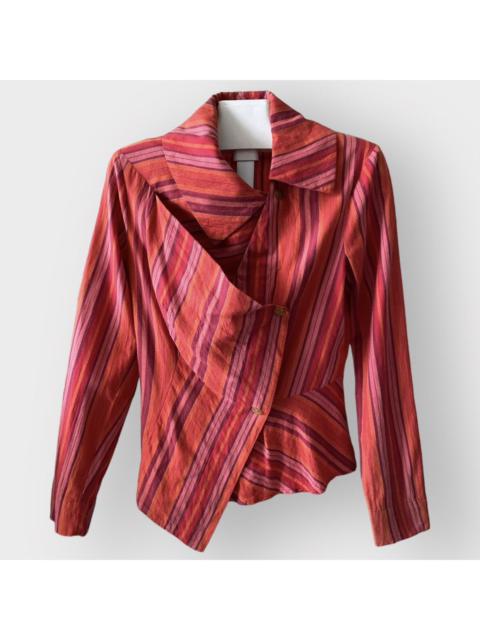 Other Designers Vintage AW00 Red Striped Asymmetric Blouse