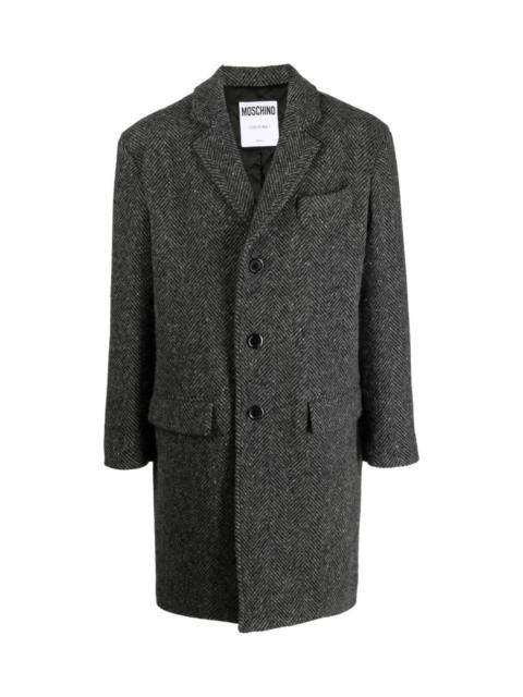 Moschino SLOGAN PRINT WOOL PEACOAT