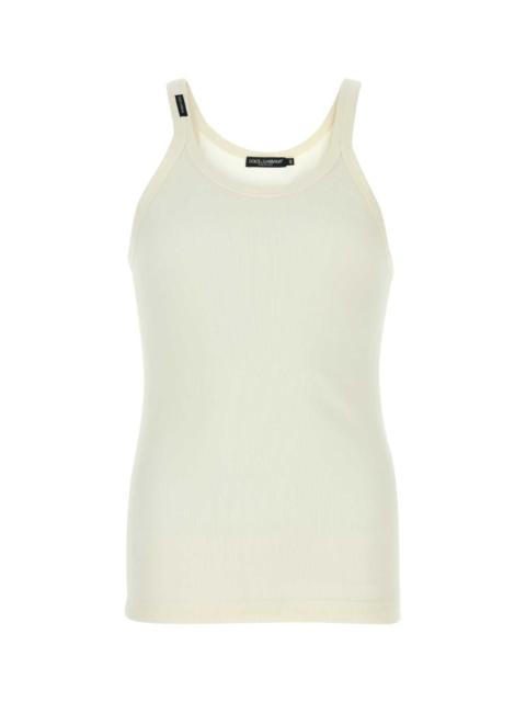 Dolce & Gabbana Dolce & Gabbana Men Ivory Cotton Tank Top