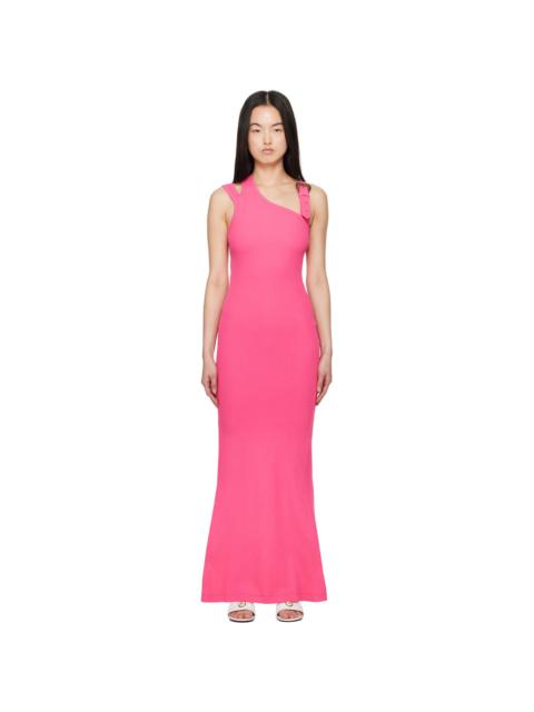 VERSACE JEANS COUTURE Pink Baroque Buckle Maxi Dress