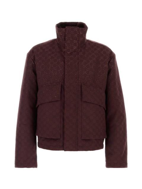 GUCCI Burgundy Gg Fabric Padded Jacket