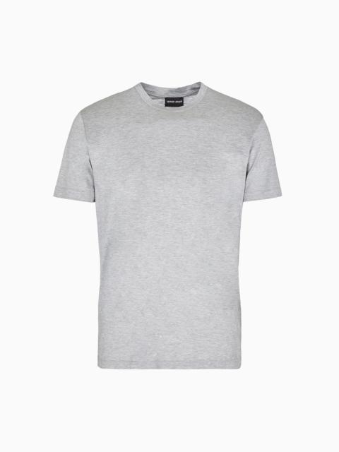 GIORGIO ARMANI Plain-knit jersey T-shirt in a silk-and-cotton blend