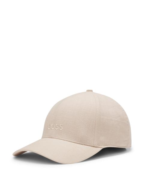 BOSS EMBROIDERED-LOGO CAP IN LINEN