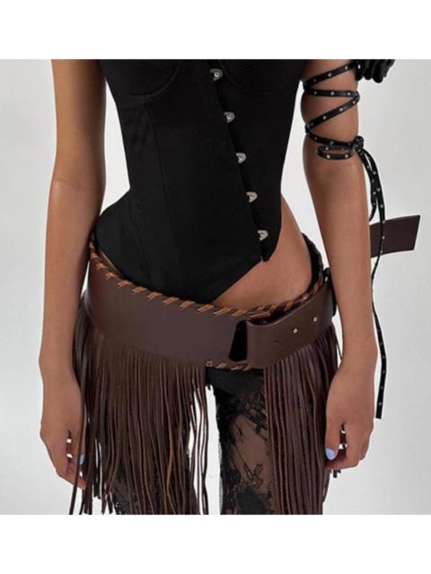 Other Designers Designer - Y2K Edgy Chunky Modern Belt, Tassel Wide Strap Waistband