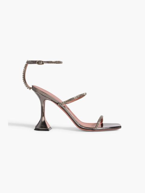 Amina Muaddi Gilda crystal-embellished mirrored-leather sandals