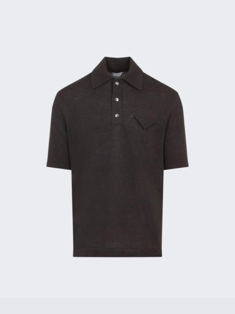 Bottega Veneta Polo Top Dark Brown Melange