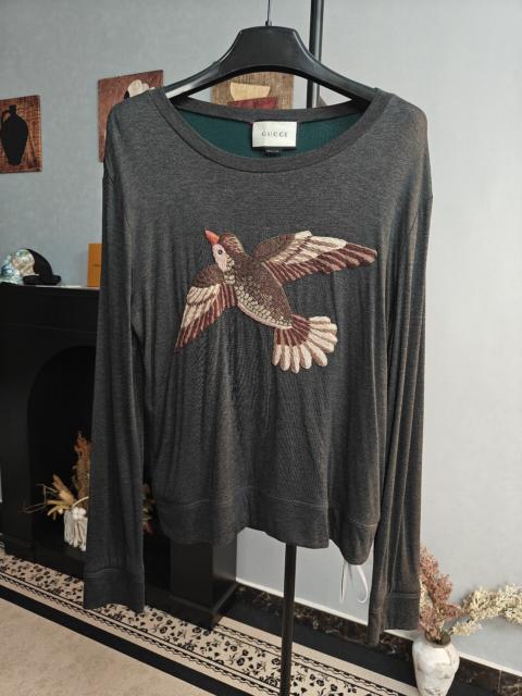 GUCCI Gucci Grey Bird Embroidery Sweater