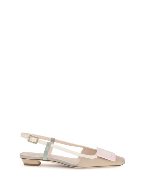 Roger Vivier Roger Vivier Suede Belle Vivier Slingback Ballerinas Beige