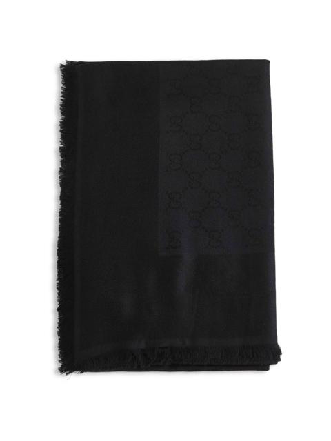 GUCCI Gucci Men Black Gg Wool And Silk Jacquard Shawl