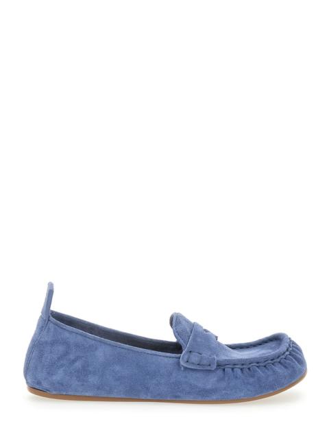 Acne Studios Acne Studios Women Blue Loafers With Rounded Toe And Pull-Tab In Suede Women