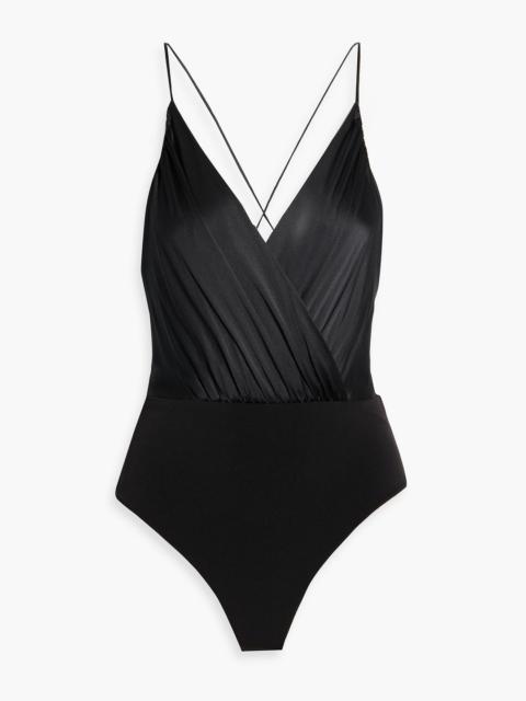 Alice + Olivia Callie wrap-effect silk-blend bodysuit
