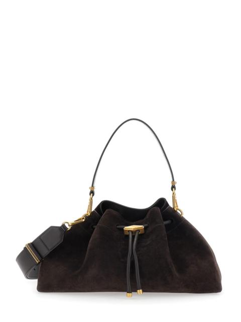 JIMMY CHOO Jimmy Choo Women 'Bon Bon' Brown Shoulder Bag With Drawstring Closure And Embossed Logo On Front In 