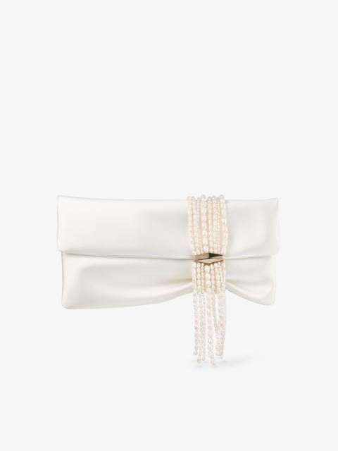 JIMMY CHOO Zandra
Ivory Satin Clutch Bag