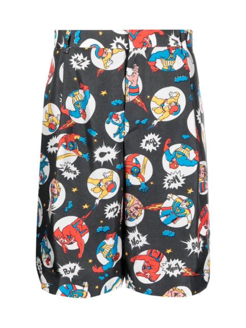 Moschino COMIC-PRINT SILK SHORTS