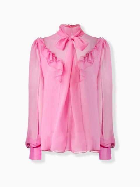 CAROLINA HERRERA Chiffon Turtleneck with Bow