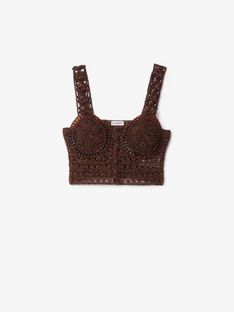 Burberry Cropped Crochet Mouliné Cotton Top