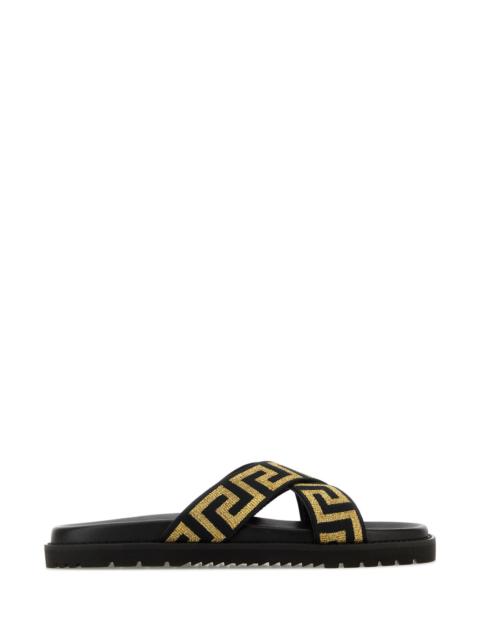 VERSACE Embroidered fabric slippers