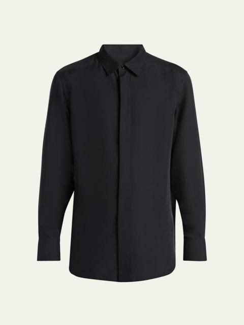 TOM FORD Men's Cupro Twill Concealed-Placket Sport Shirt
