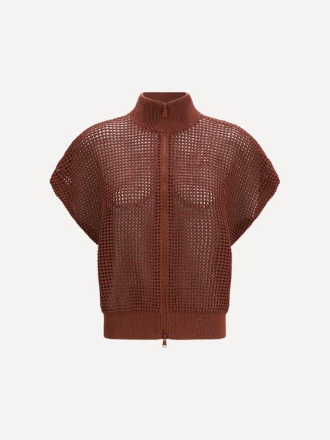 Brunello Cucinelli Cotton mesh Cardigan with Dazzling Details