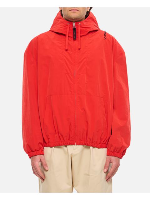 Marni Marni Men Red Crinkled Nylon Jacket With Hood