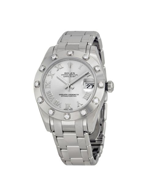 ROLEX Rolex Oyster Perpetual Datejust Rhodium Dial 18k White Gold Pearlmaster Automatic Ladies Watch 81319