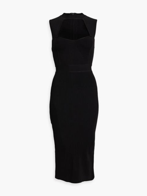 Other Designers Cutout ribbed bandage midi dress