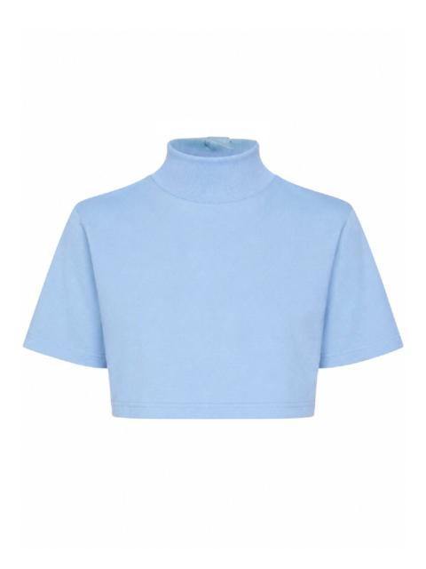 Alaïa Alaïa Women Sky Blue Cotton Jersey Cropped T-Shirt