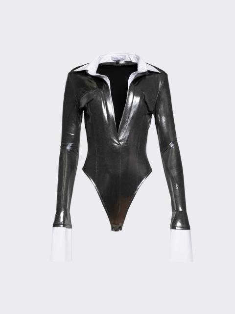 LaQuan Smith Long Sleeve Bodysuit Silver