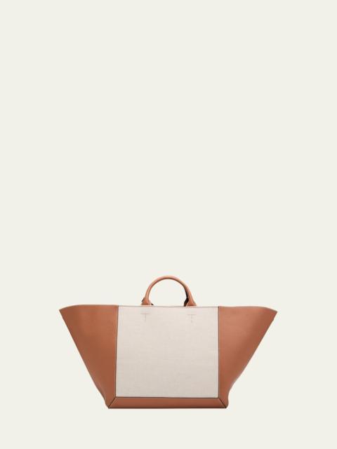 Tod's Large Double Up Leather and Canvas Shopping Bag