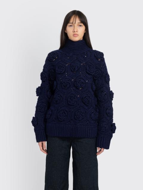 GANNI Flower Crochet Wool Sweater