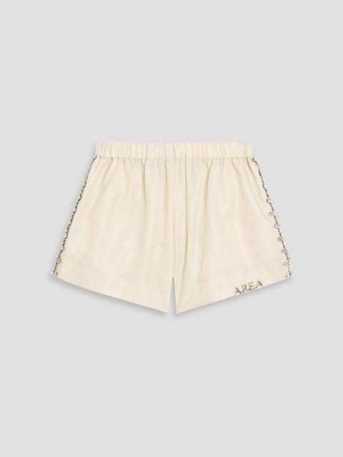 AREA Crystal-embellished shell shorts