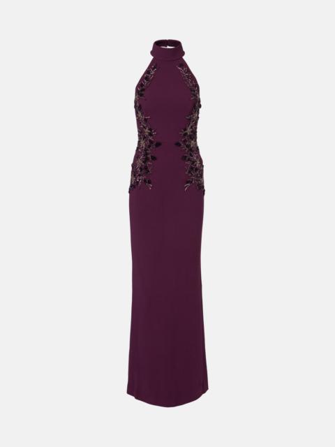 REBECCA VALLANCE Beatrice embellished crêpe gown