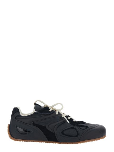 Axel Arigato Axel Arigato Men 'Slow Runner' Black Sneaker With Insert Design And Grooved Sole In Leather And Sued